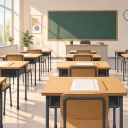 قاعة امتحان مجهّزة للجزء الكتابي من امتحان شهادة الدولة B1 في اللغة البولندية