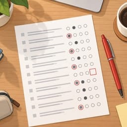 ورقة امتحان B1 في البولندية مؤشَّر عليها الأخطاء النموذجية التي يقع فيها الممتحَنون