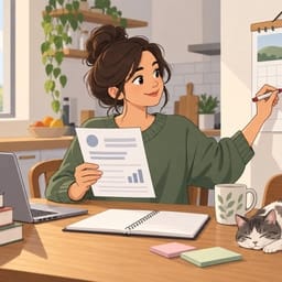 شخص يراجع نتائج امتحان B1 في البولندية ويخطّط لمحاولة ثانية على التقويم